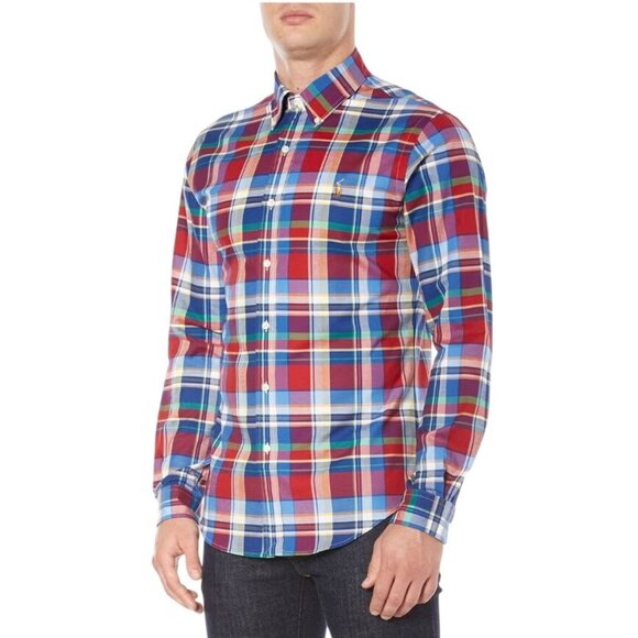 Ralph Lauren Men's Red/Multicolor Plaid Button-Up Long Sleeve Shirt Size XL/TG - Picture 1 of 16